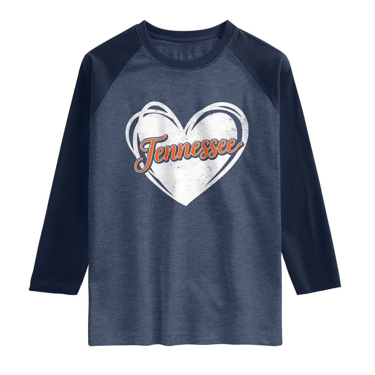 Vintage Tennessee Raglan Shirt Heart Graphic TN Orange US State
