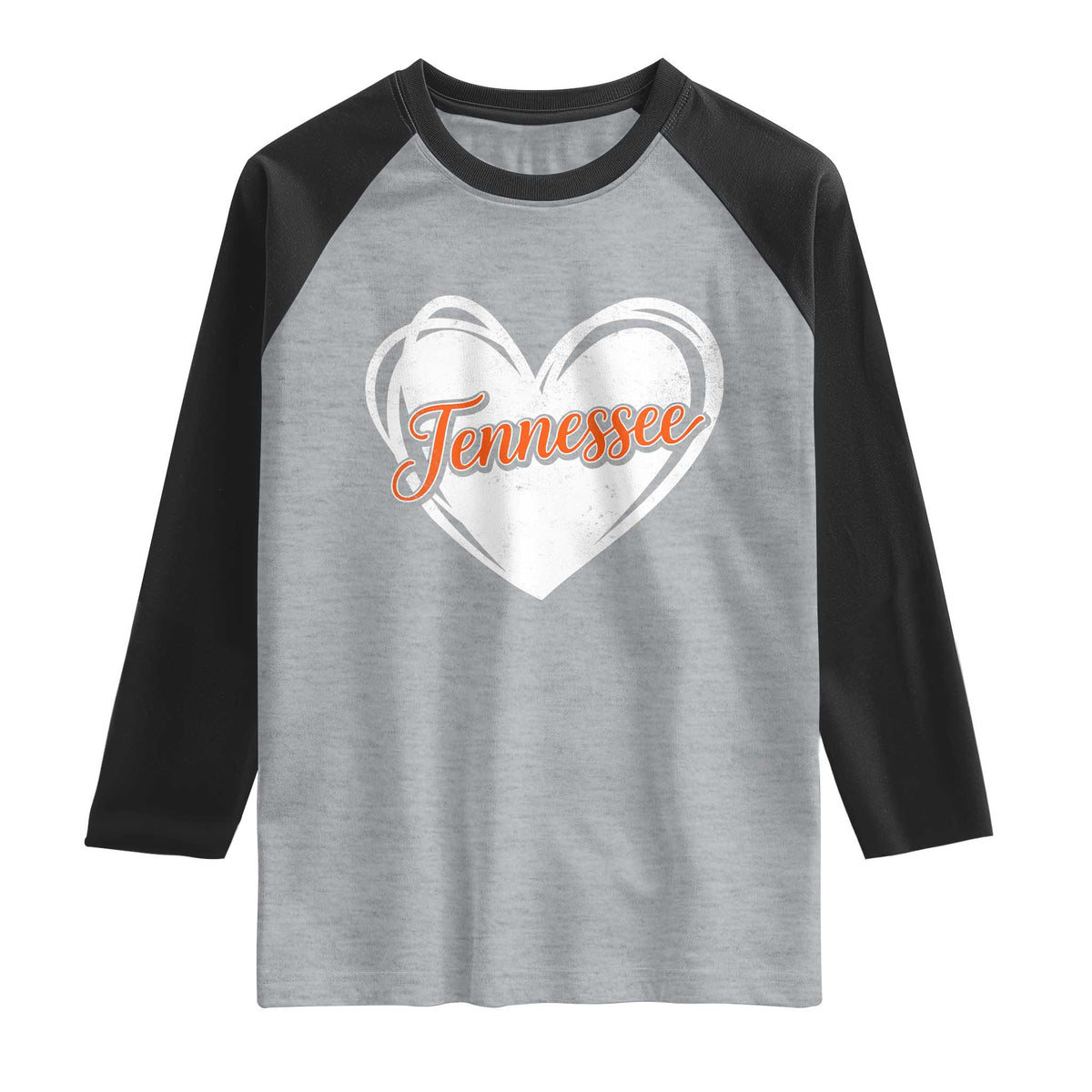 Vintage Tennessee Raglan Shirt Heart Graphic TN Orange US State