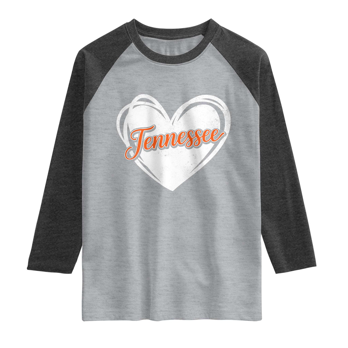 Vintage Tennessee Raglan Shirt Heart Graphic TN Orange US State