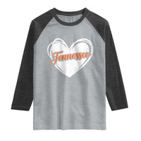 Vintage Tennessee Raglan Shirt Heart Graphic TN Orange US State