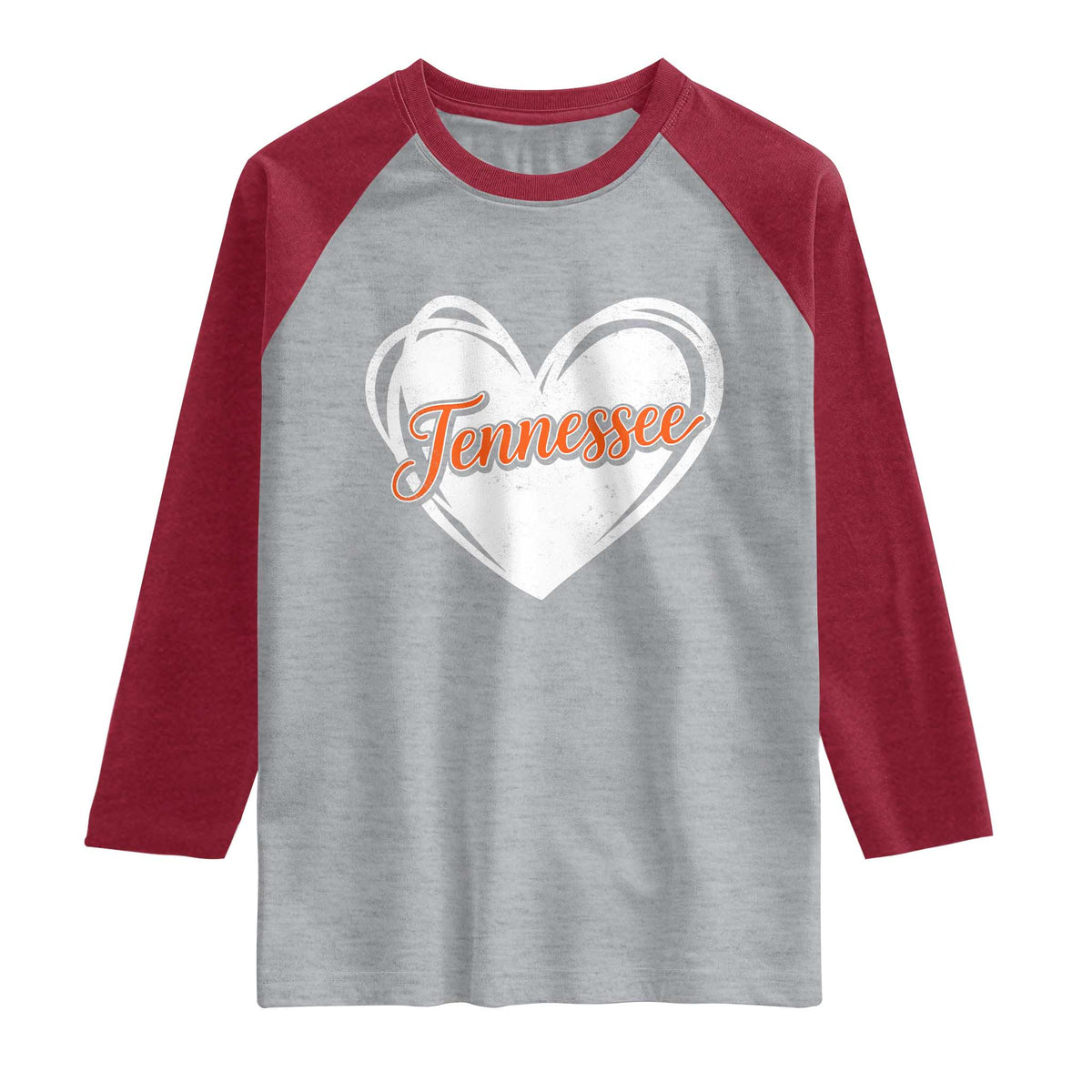 Vintage Tennessee Raglan Shirt Heart Graphic TN Orange US State