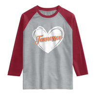 Vintage Tennessee Raglan Shirt Heart Graphic TN Orange US State