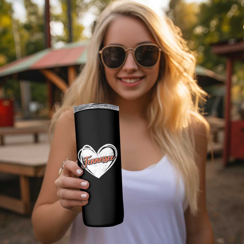 Vintage Tennessee Skinny Tumbler Heart Graphic TN Orange US State