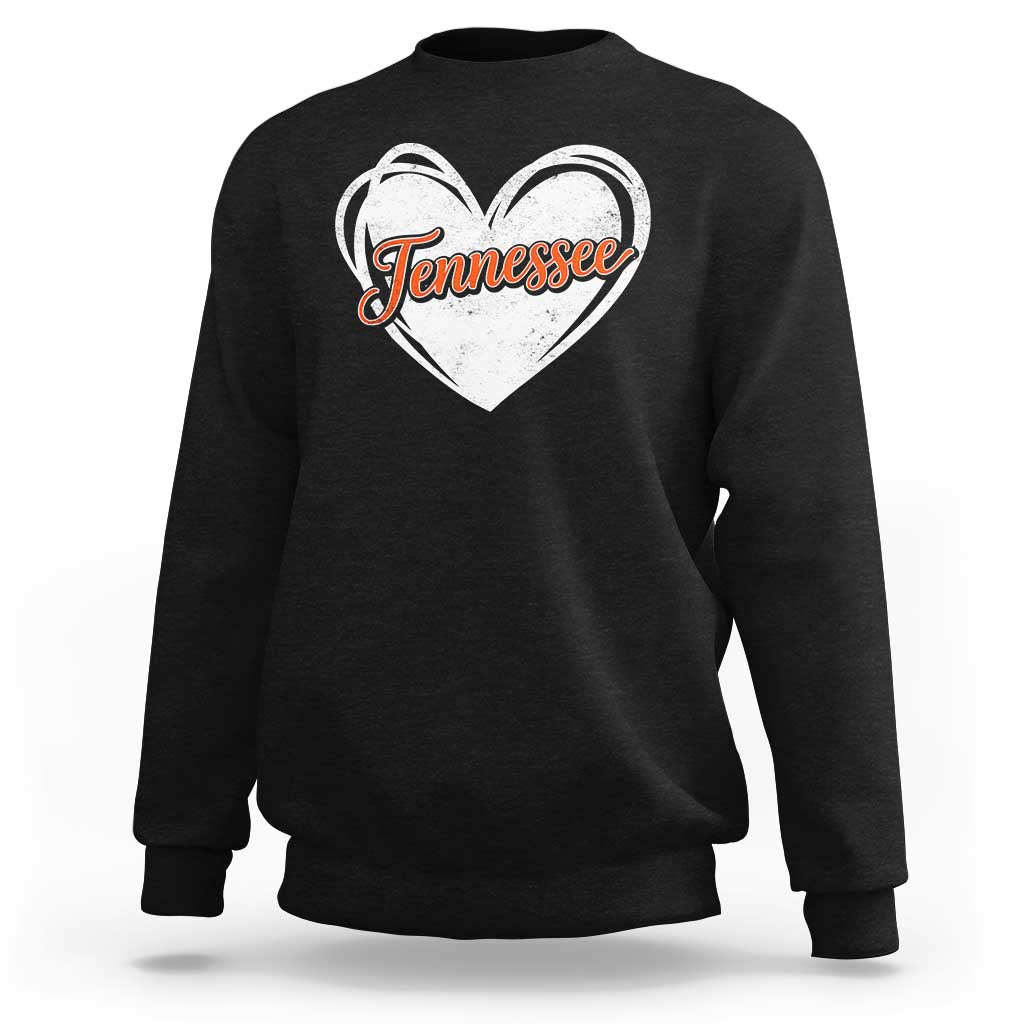 Vintage Tennessee Sweatshirt Heart Graphic TN Orange US State