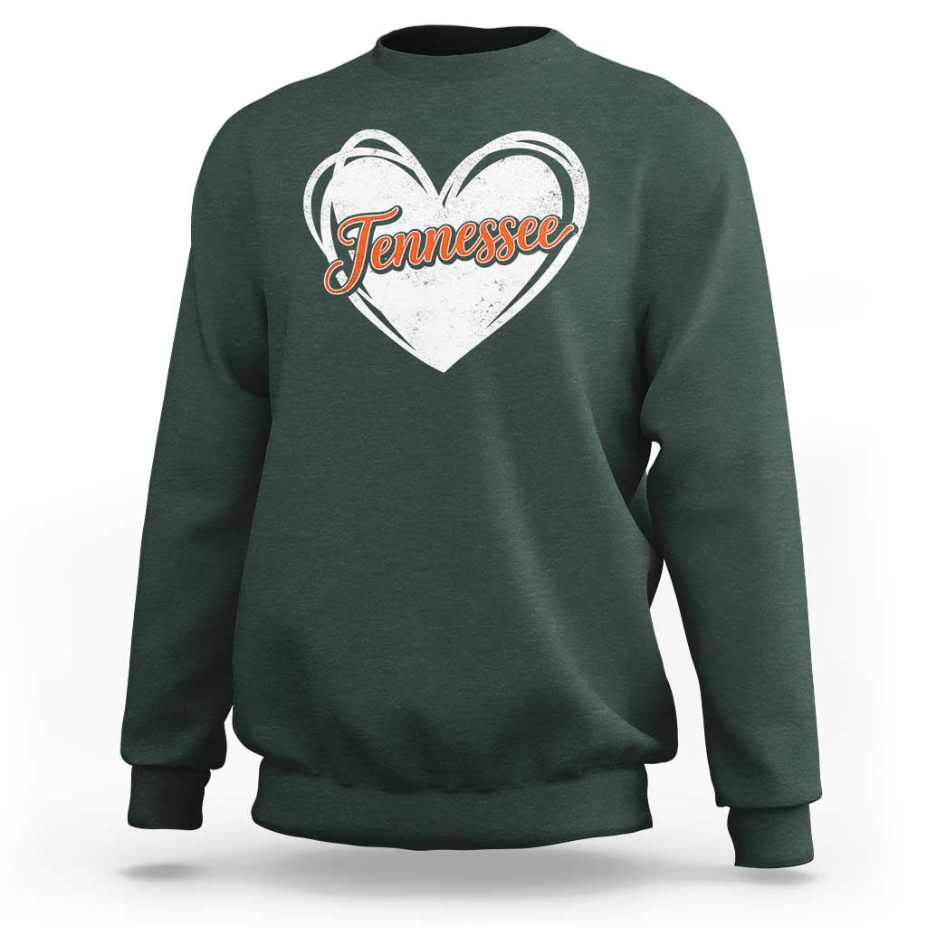 Vintage Tennessee Sweatshirt Heart Graphic TN Orange US State