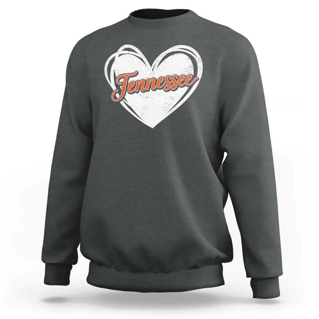Vintage Tennessee Sweatshirt Heart Graphic TN Orange US State