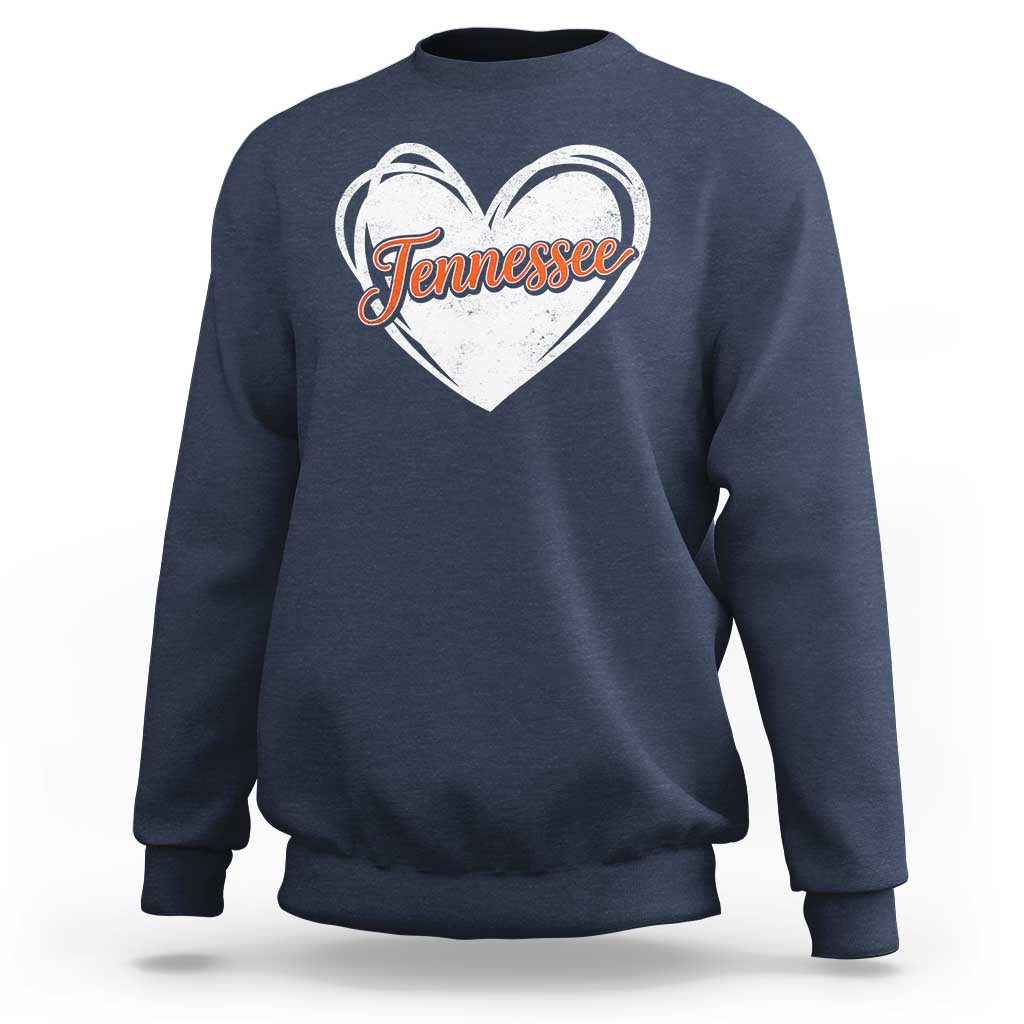 Vintage Tennessee Sweatshirt Heart Graphic TN Orange US State