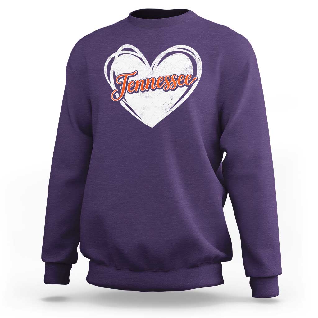 Vintage Tennessee Sweatshirt Heart Graphic TN Orange US State