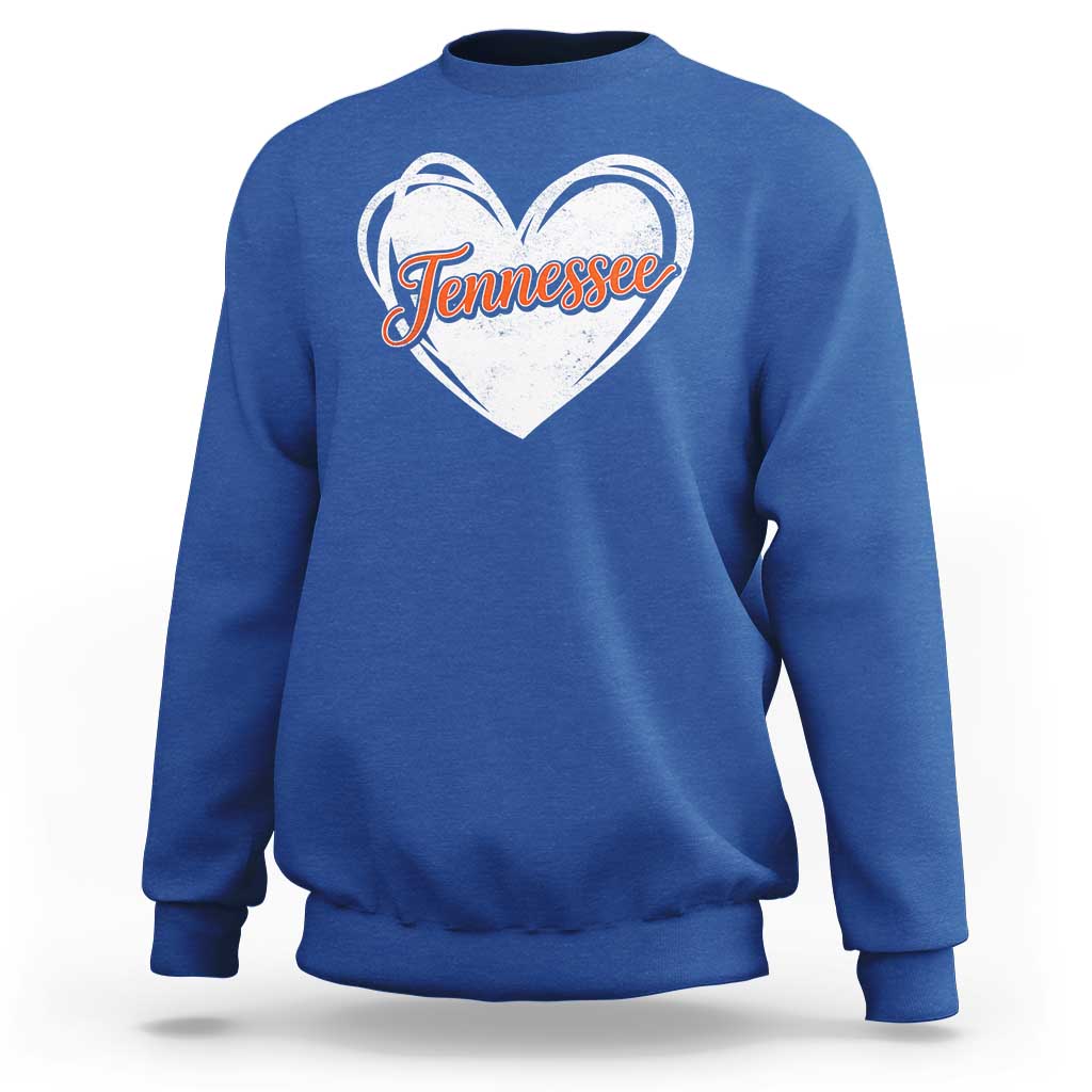 Vintage Tennessee Sweatshirt Heart Graphic TN Orange US State