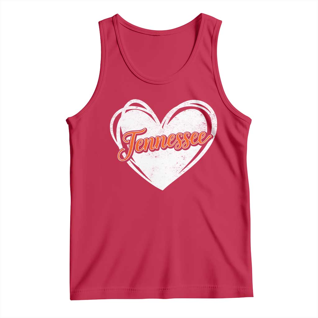 Vintage Tennessee Tank Top Heart Graphic TN Orange US State