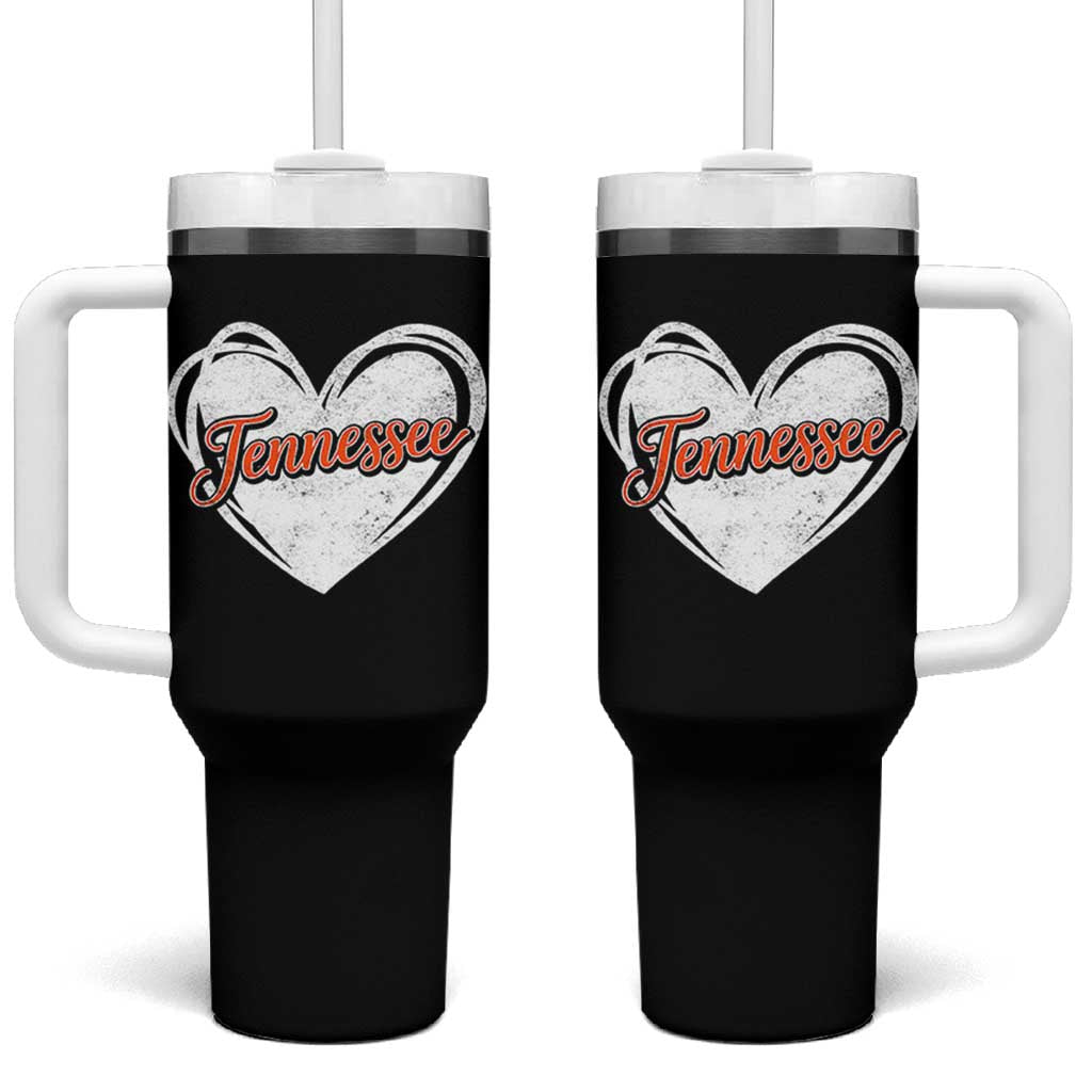 Vintage Tennessee Tumbler With Handle Heart Graphic TN Orange US State