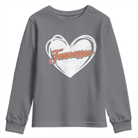 Vintage Tennessee Youth Sweatshirt Heart Graphic TN Orange US State