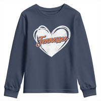 Vintage Tennessee Youth Sweatshirt Heart Graphic TN Orange US State