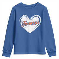 Vintage Tennessee Youth Sweatshirt Heart Graphic TN Orange US State