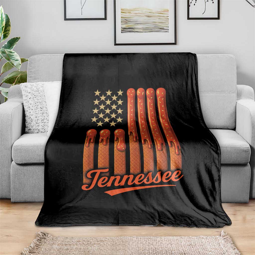 Vintage Tennessee Throw Blanket Orange Dripping Flag Vintage State Pride Sports Fan Patriotic