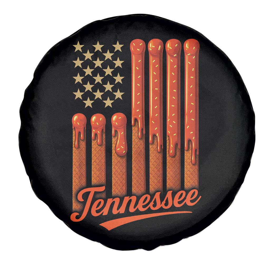 Vintage Tennessee Spare Tire Cover Orange Dripping Flag Vintage State Pride Sports Fan Patriotic