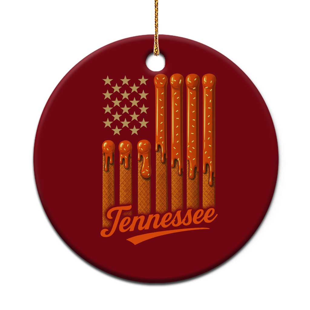 Vintage Tennessee Ceramic Ornament Orange Dripping Flag Vintage State Pride Sports Fan Patriotic