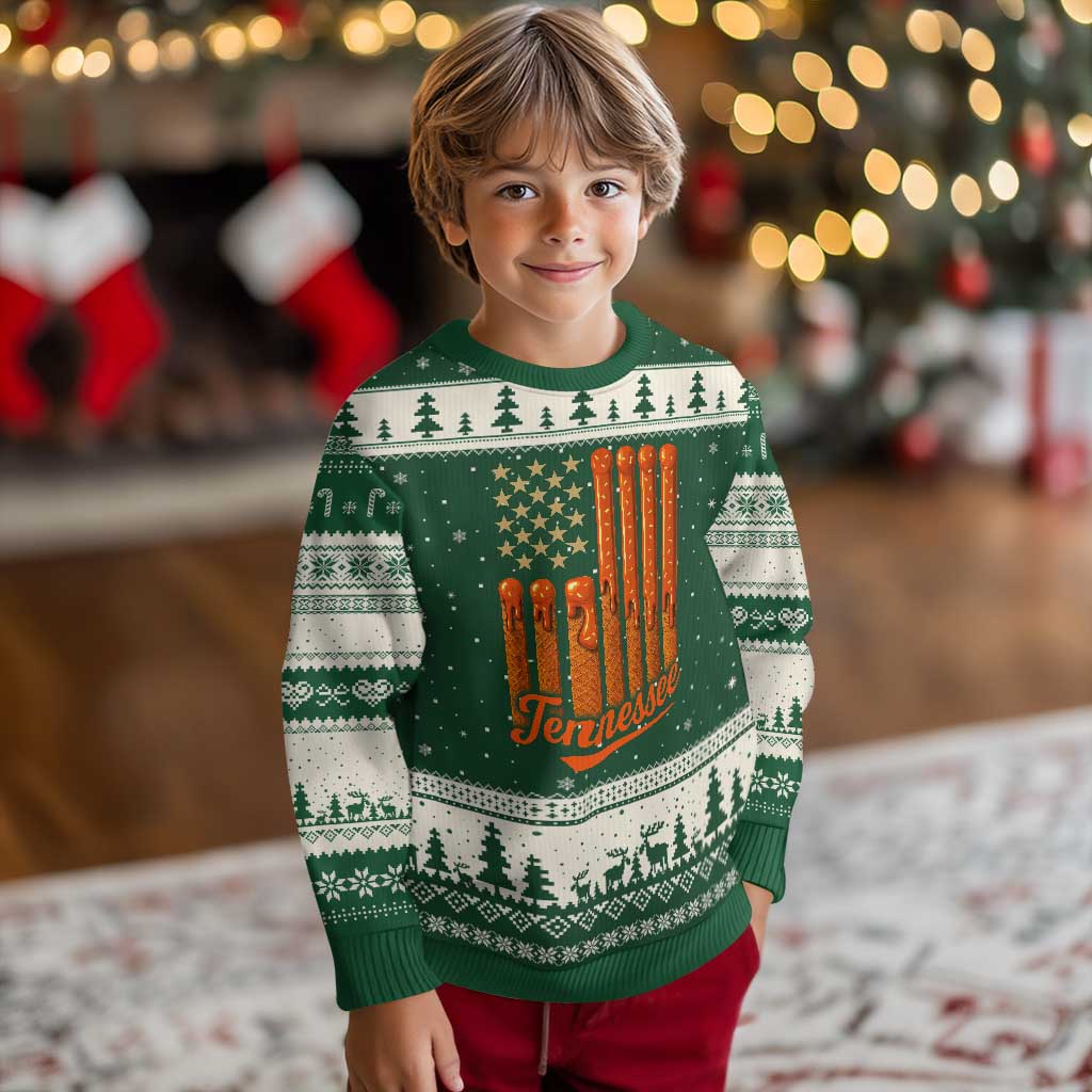Vintage Tennessee Ugly Christmas Sweater Orange Dripping Flag Vintage State Pride Sports Fan Patriotic