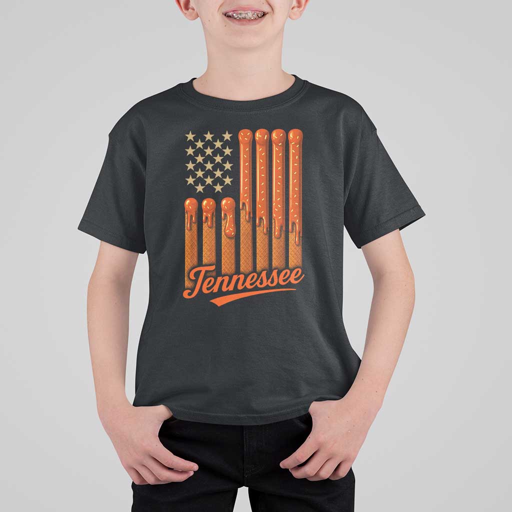 Vintage Tennessee T Shirt For Kid Orange Dripping Flag Vintage State Pride Sports Fan Patriotic