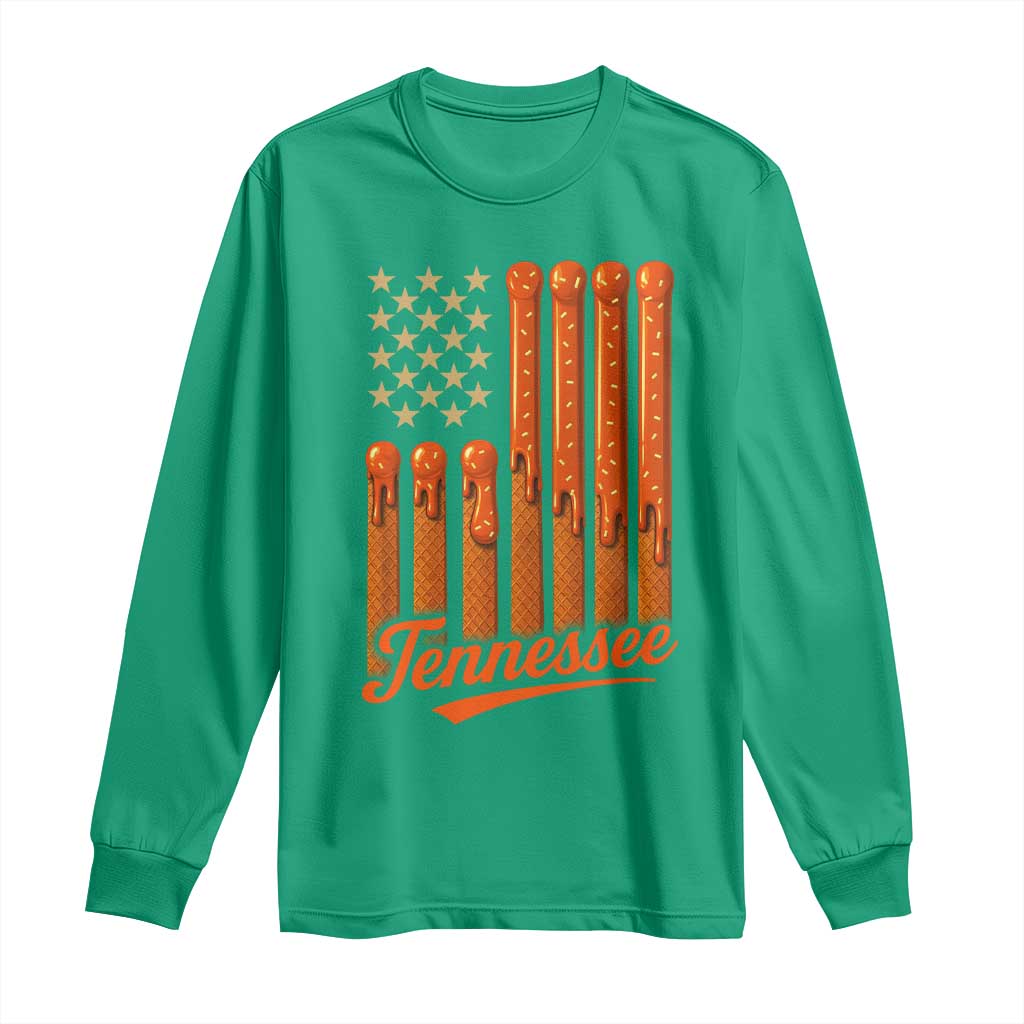Vintage Tennessee Long Sleeve Shirt Orange Dripping Flag Vintage State Pride Sports Fan Patriotic