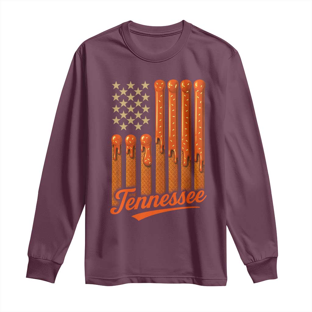 Vintage Tennessee Long Sleeve Shirt Orange Dripping Flag Vintage State Pride Sports Fan Patriotic