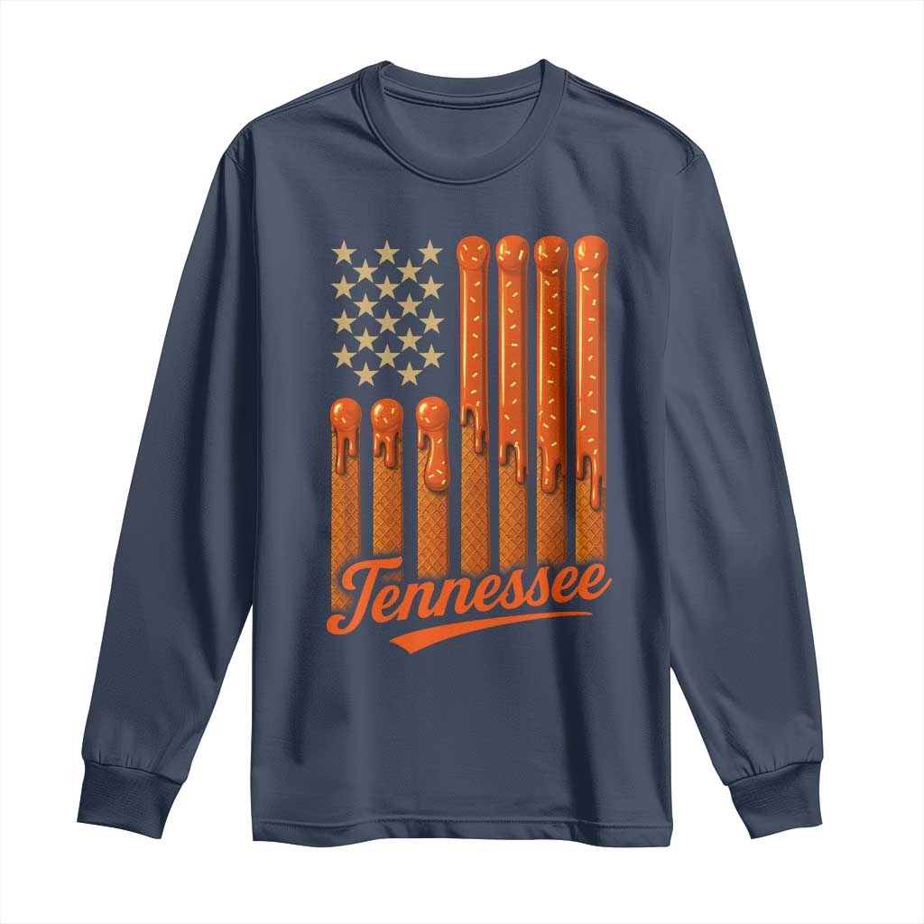 Vintage Tennessee Long Sleeve Shirt Orange Dripping Flag Vintage State Pride Sports Fan Patriotic