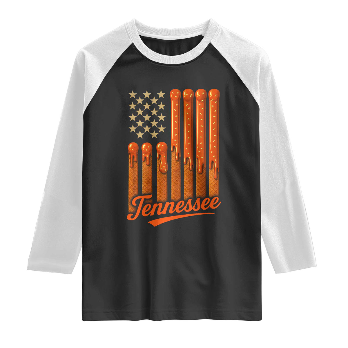 Vintage Tennessee Raglan Shirt Orange Dripping Flag Vintage State Pride Sports Fan Patriotic