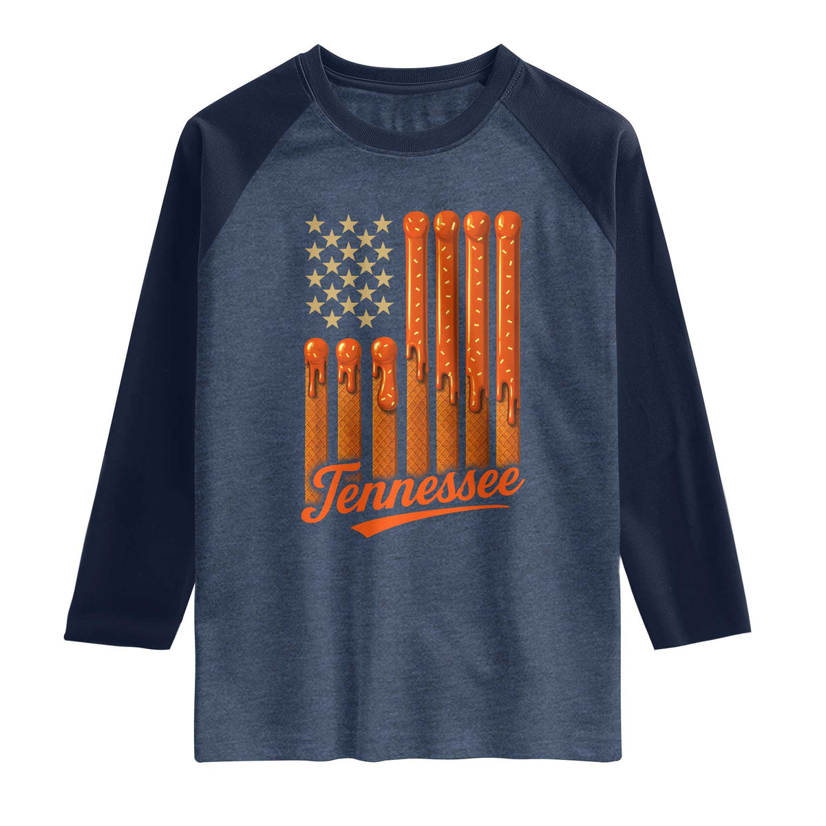 Vintage Tennessee Raglan Shirt Orange Dripping Flag Vintage State Pride Sports Fan Patriotic