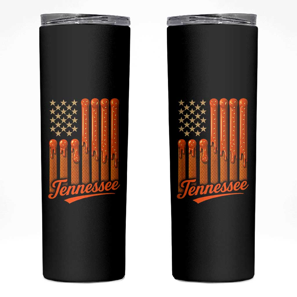 Vintage Tennessee Skinny Tumbler Orange Dripping Flag Vintage State Pride Sports Fan Patriotic