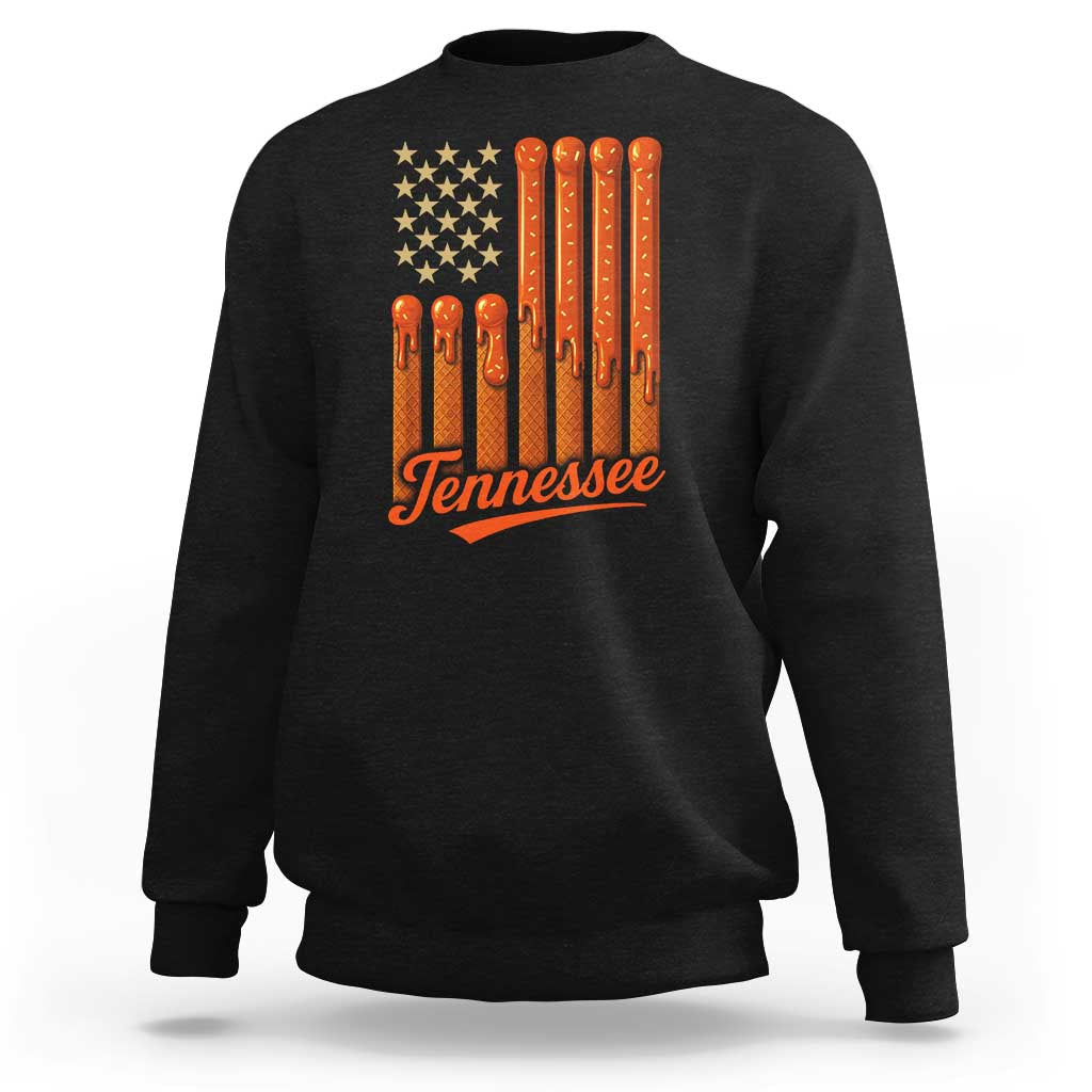 Vintage Tennessee Sweatshirt Orange Dripping Flag Vintage State Pride Sports Fan Patriotic
