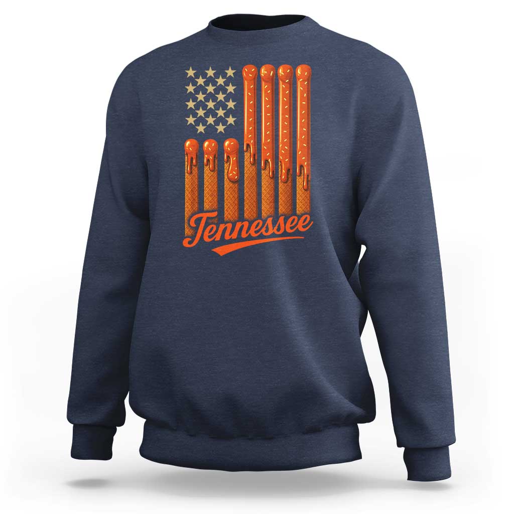 Vintage Tennessee Sweatshirt Orange Dripping Flag Vintage State Pride Sports Fan Patriotic