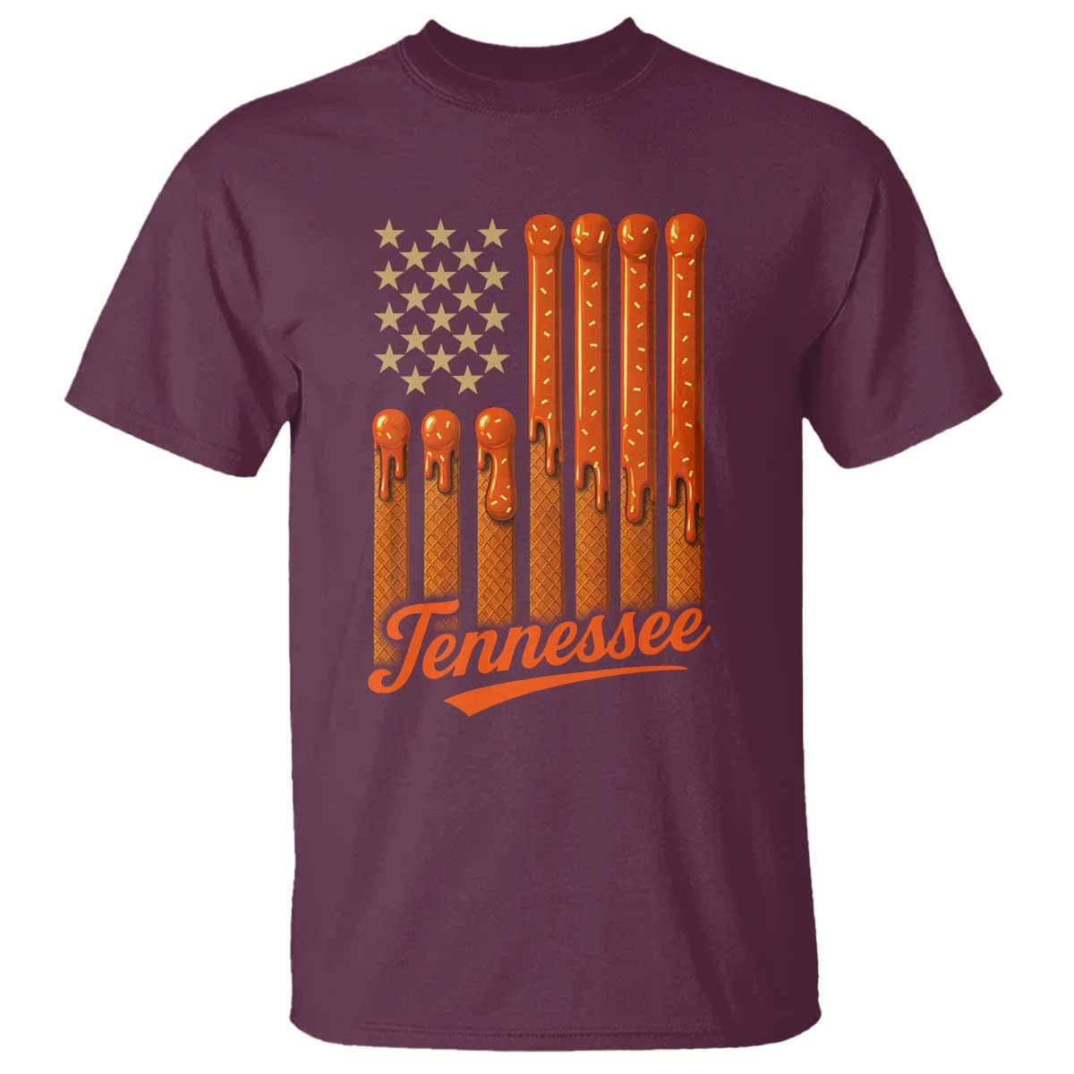 Vintage Tennessee T Shirt Orange Dripping Flag Vintage State Pride Sports Fan Patriotic