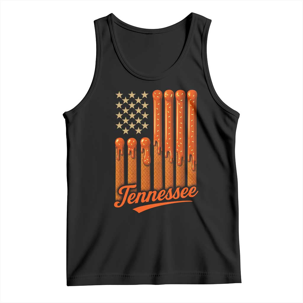 Vintage Tennessee Tank Top Orange Dripping Flag Vintage State Pride Sports Fan Patriotic