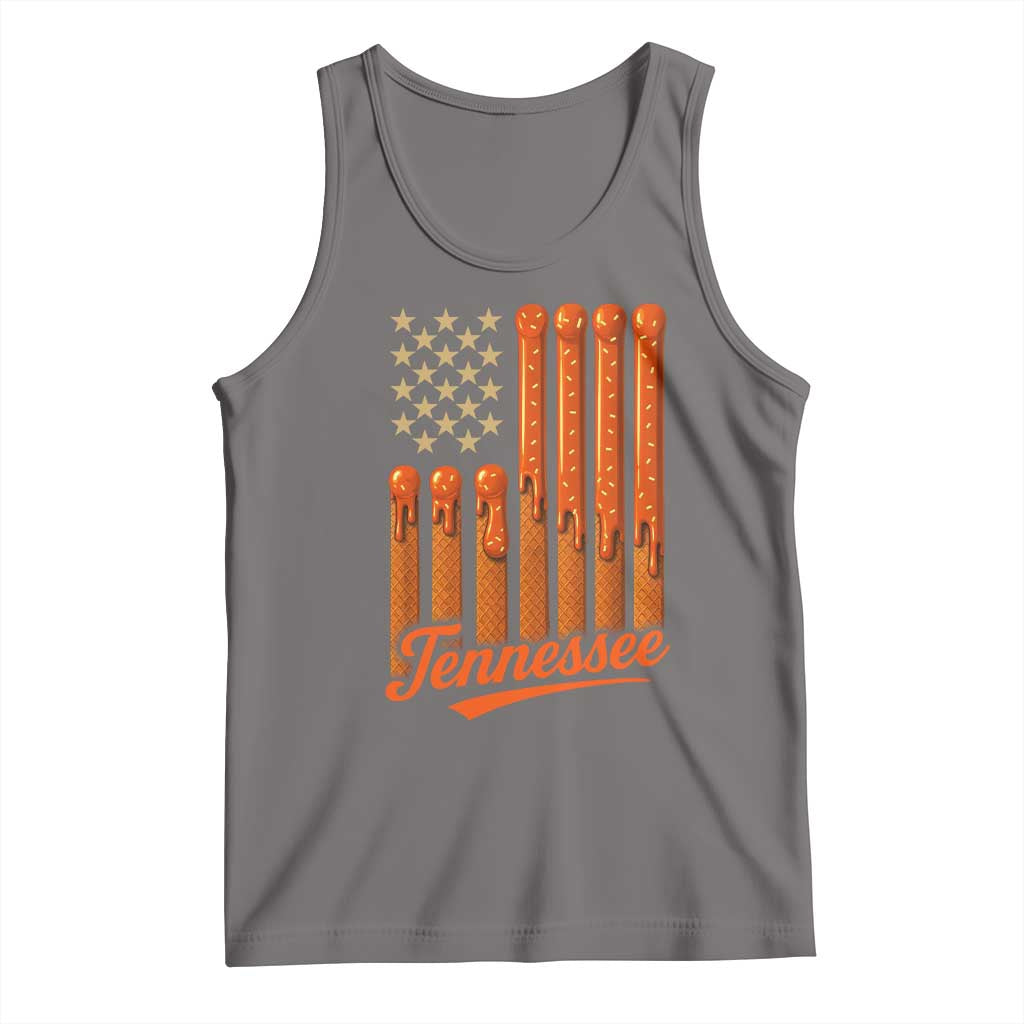 Vintage Tennessee Tank Top Orange Dripping Flag Vintage State Pride Sports Fan Patriotic