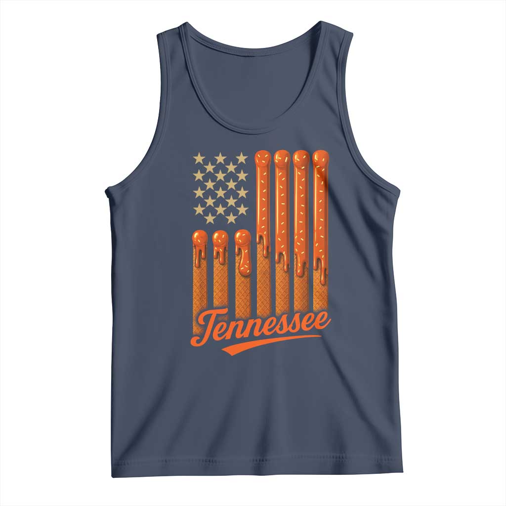 Vintage Tennessee Tank Top Orange Dripping Flag Vintage State Pride Sports Fan Patriotic