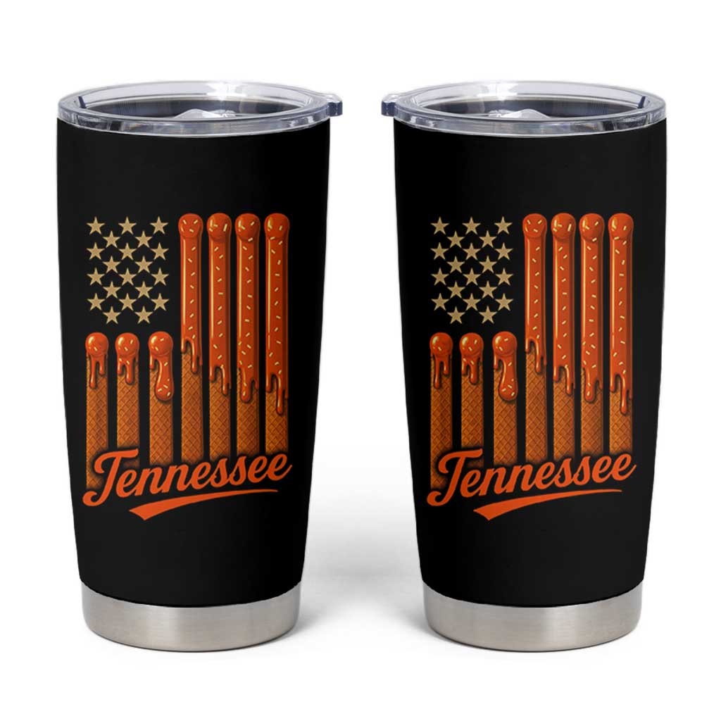 Vintage Tennessee Tumbler Cup Orange Dripping Flag Vintage State Pride Sports Fan Patriotic