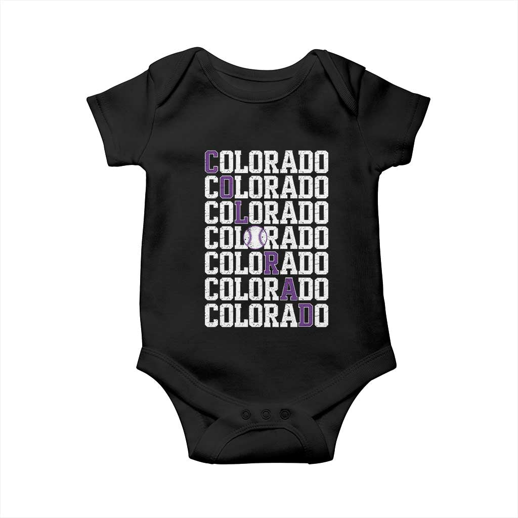 Vintage Colorado Baby Onesie Retro State Pride Sports Baseball Fan Graphic