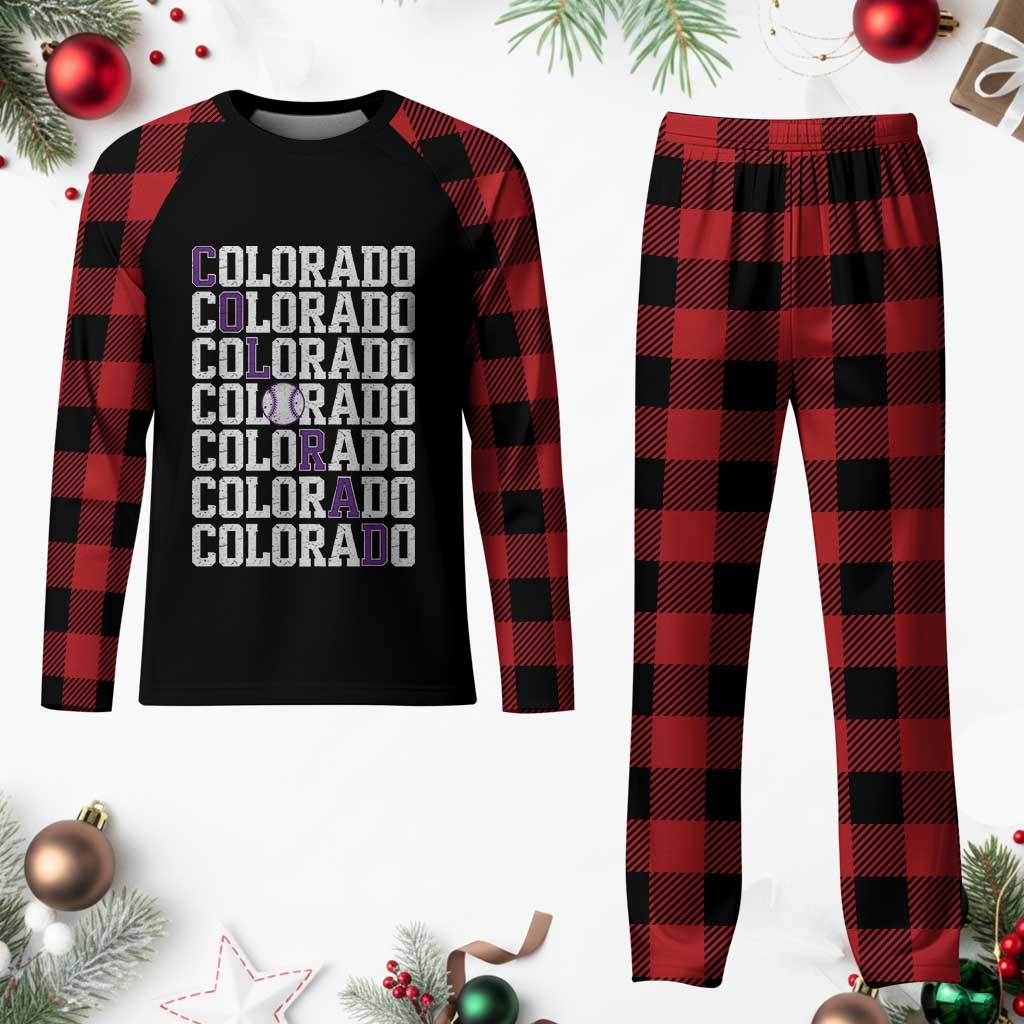 Vintage Colorado Plaid Pajama Set Retro State Pride Sports Baseball Fan Graphic