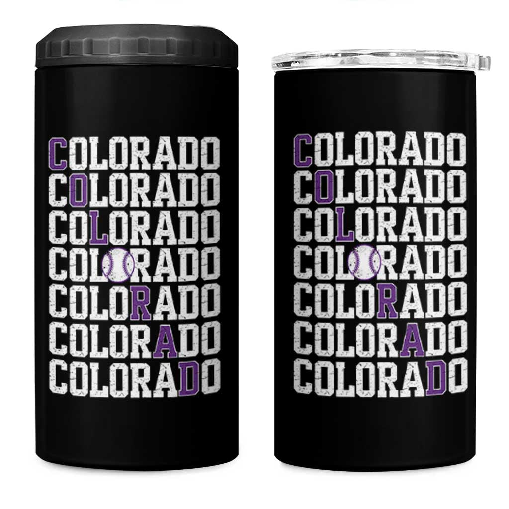 Vintage Colorado 4 in 1 Can Cooler Tumbler Retro State Pride Sports Baseball Fan Graphic
