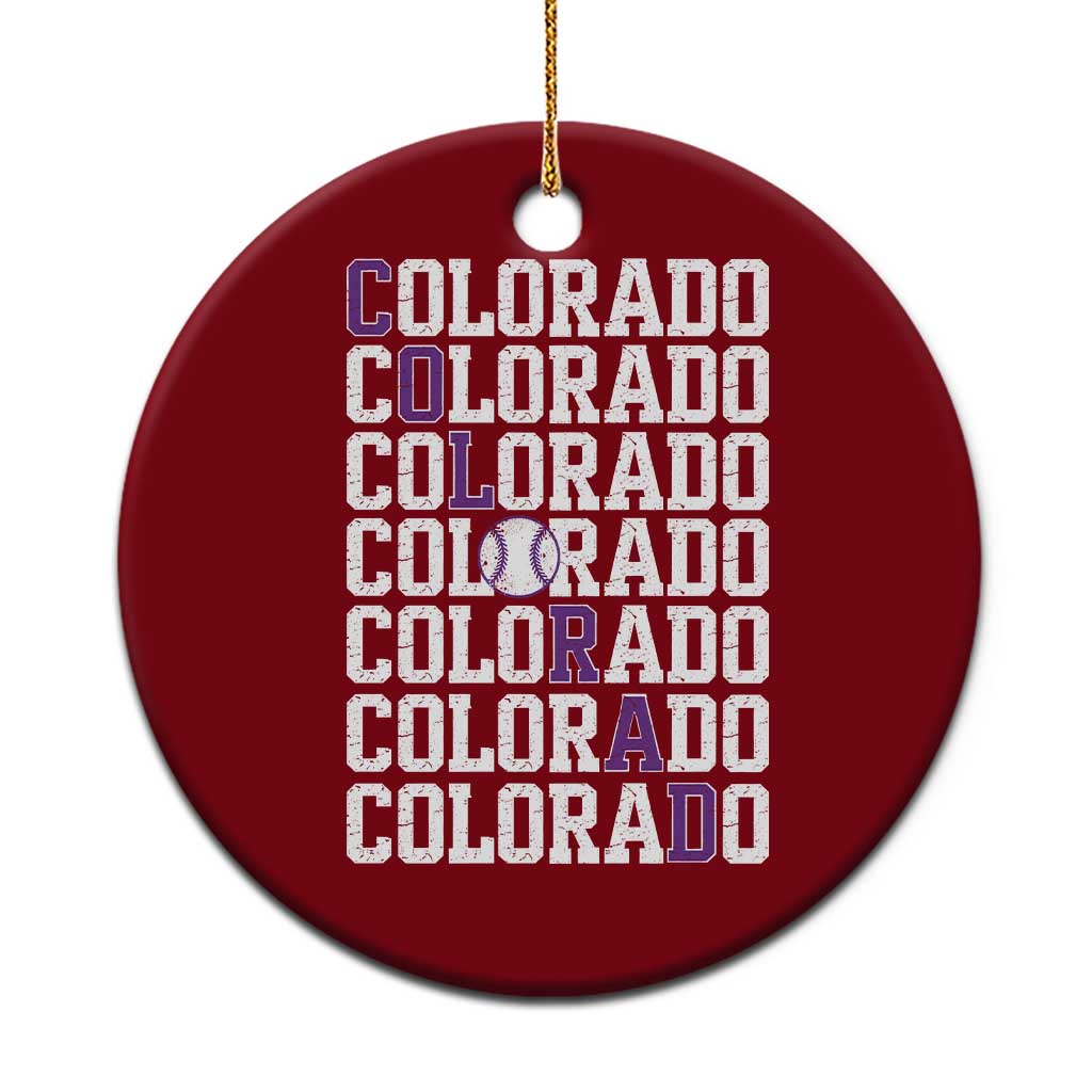 Vintage Colorado Ceramic Ornament Retro State Pride Sports Baseball Fan Graphic