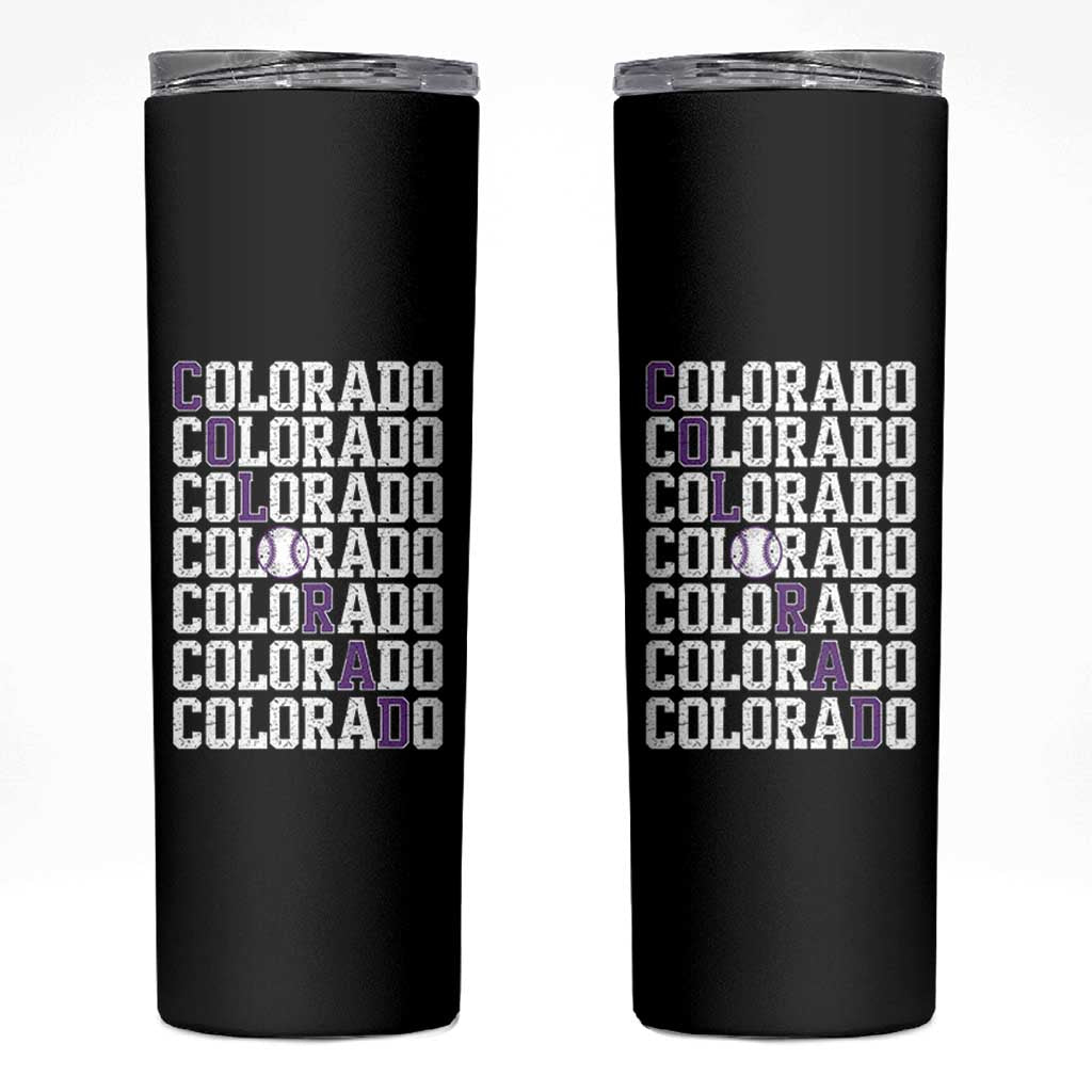 Vintage Colorado Skinny Tumbler Retro State Pride Sports Baseball Fan Graphic