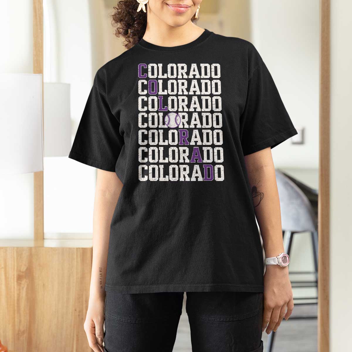 Vintage Colorado T Shirt For Women Retro State Pride Sports Baseball Fan Graphic