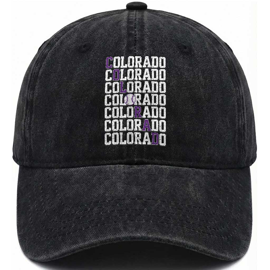 Vintage Colorado Washed Cotton Baseball Cap Retro State Pride Sports Baseball Fan Graphic