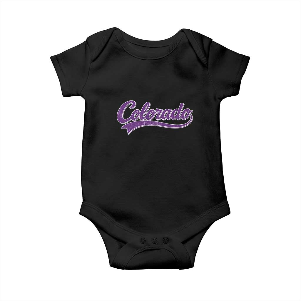 Colorado Purple Script Vintage State Pride Retro Sports Fan Graphic Baby Onesie