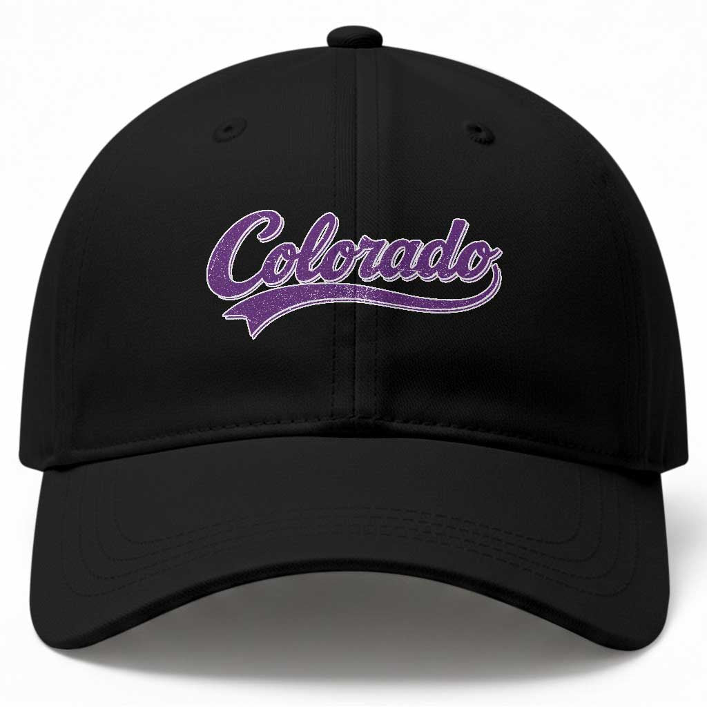 Colorado Purple Script Vintage State Pride Retro Sports Fan Graphic Baseball Cap
