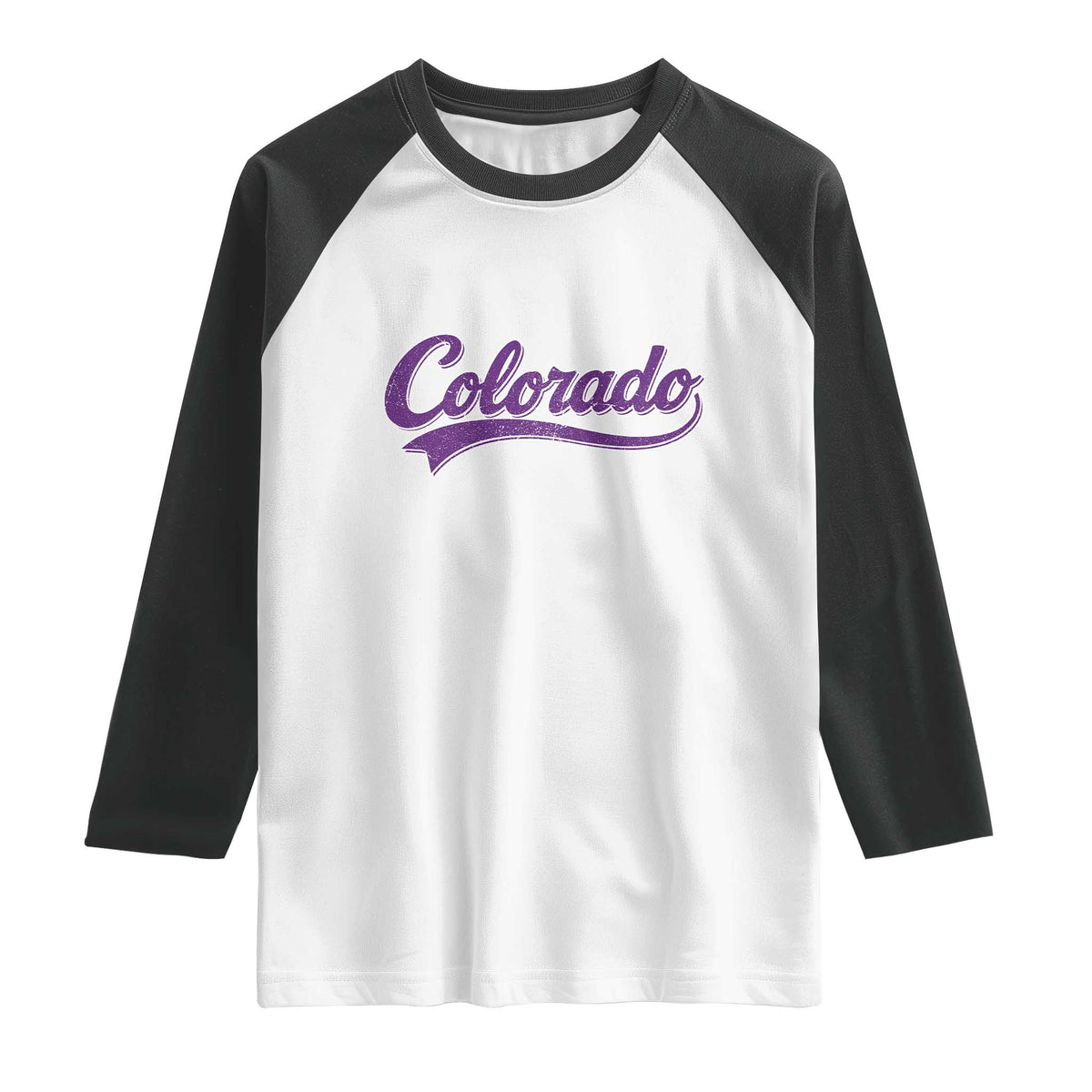 Colorado Purple Script Vintage State Pride Retro Sports Fan Graphic Raglan Shirt