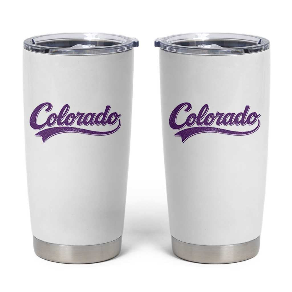 Colorado Purple Script Vintage State Pride Retro Sports Fan Graphic Tumbler Cup