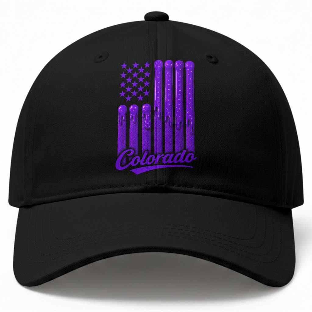 Vintage Colorado Baseball Cap Purple Dripping Flag Vintage State Pride Sports Fan Patriotic