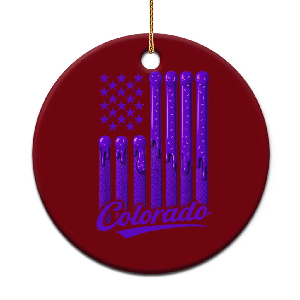 Vintage Colorado Ceramic Ornament Purple Dripping Flag Vintage State Pride Sports Fan Patriotic