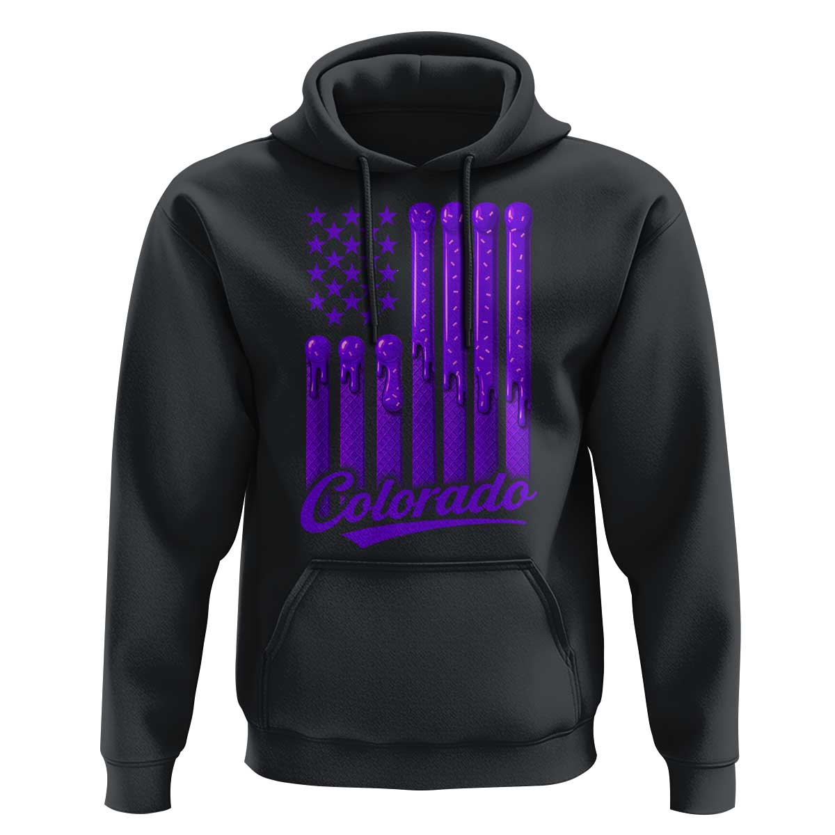 Vintage Colorado Hoodie Purple Dripping Flag Vintage State Pride Sports Fan Patriotic